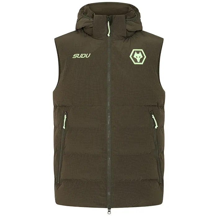 Wolverhampton Wanderers Store | Shop Official 2025-26 Players Travel Gilet – Dark Khaki Wolves Gear